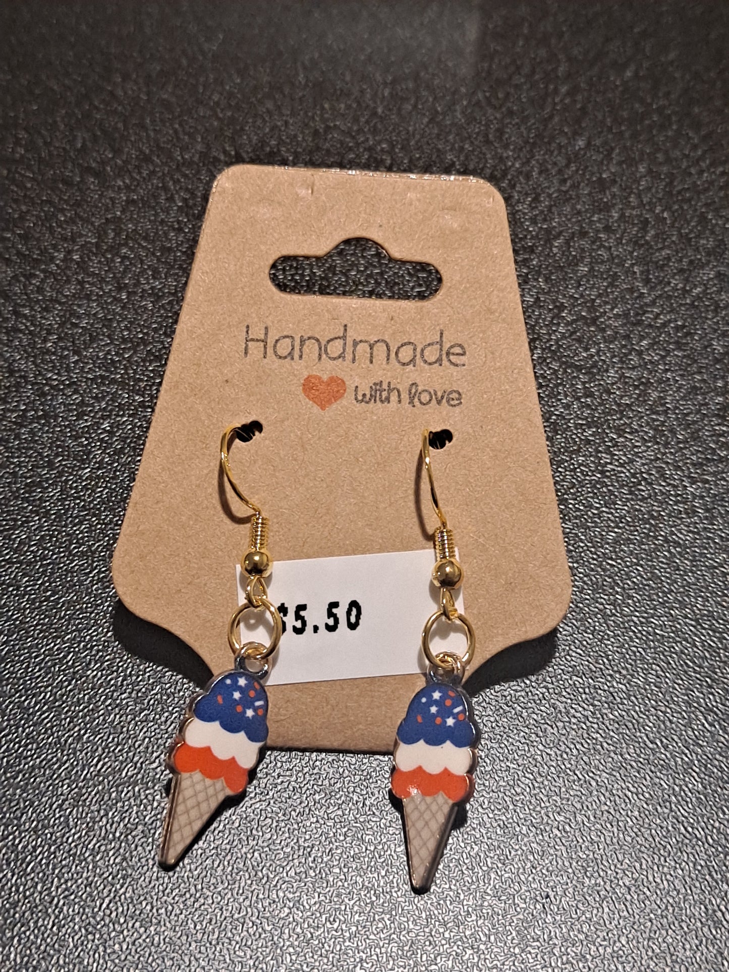 4th of July ice cream pendants earrings