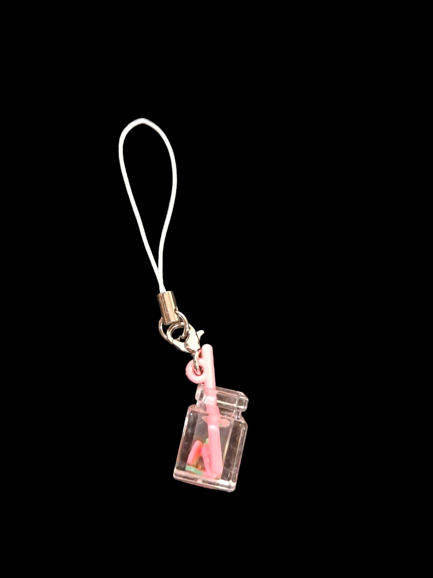 Bubble tea mobile phone charm, bubble tea strap, iPhone bubble tea charm strap.