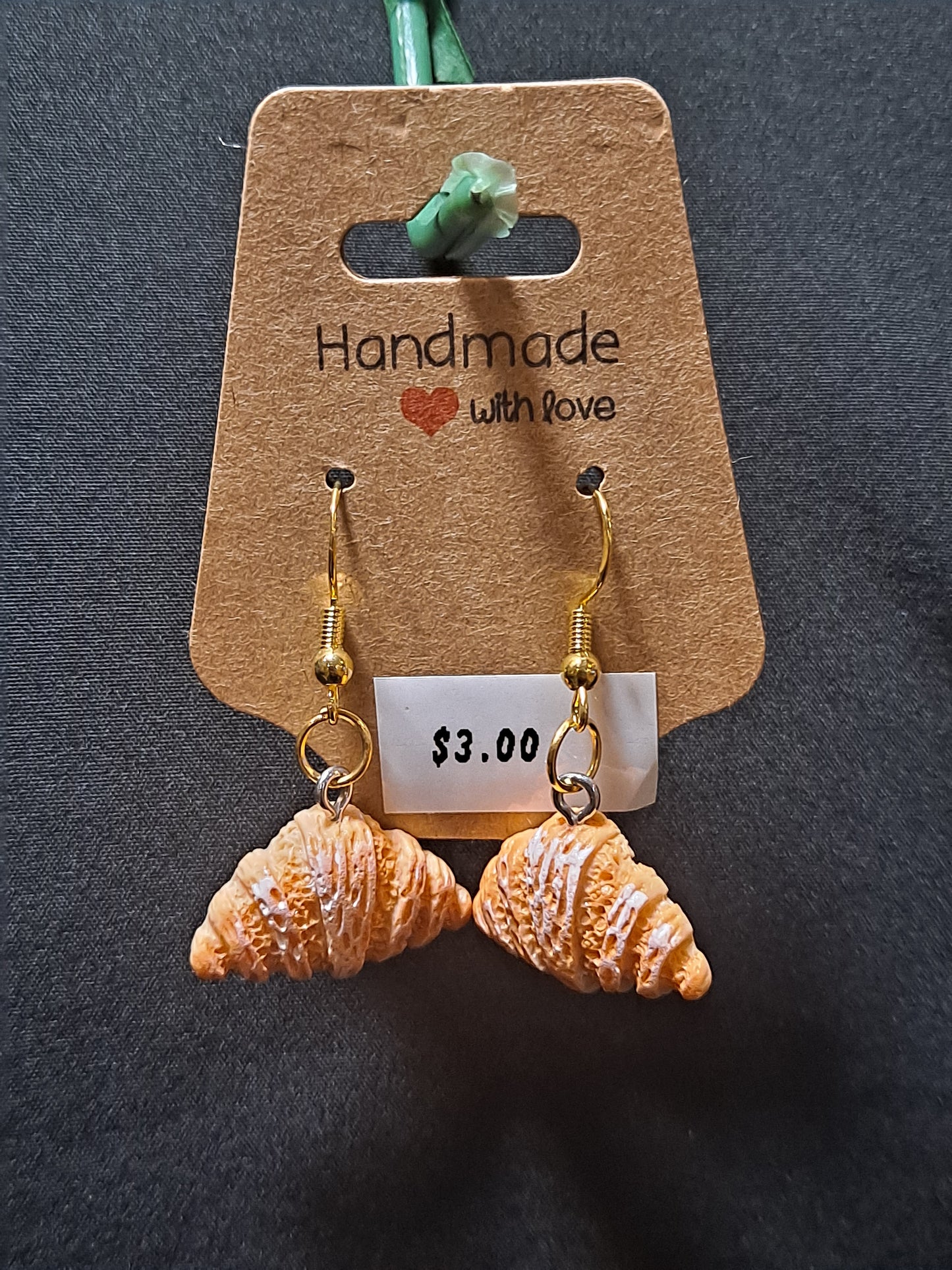 cute croissant french earrings