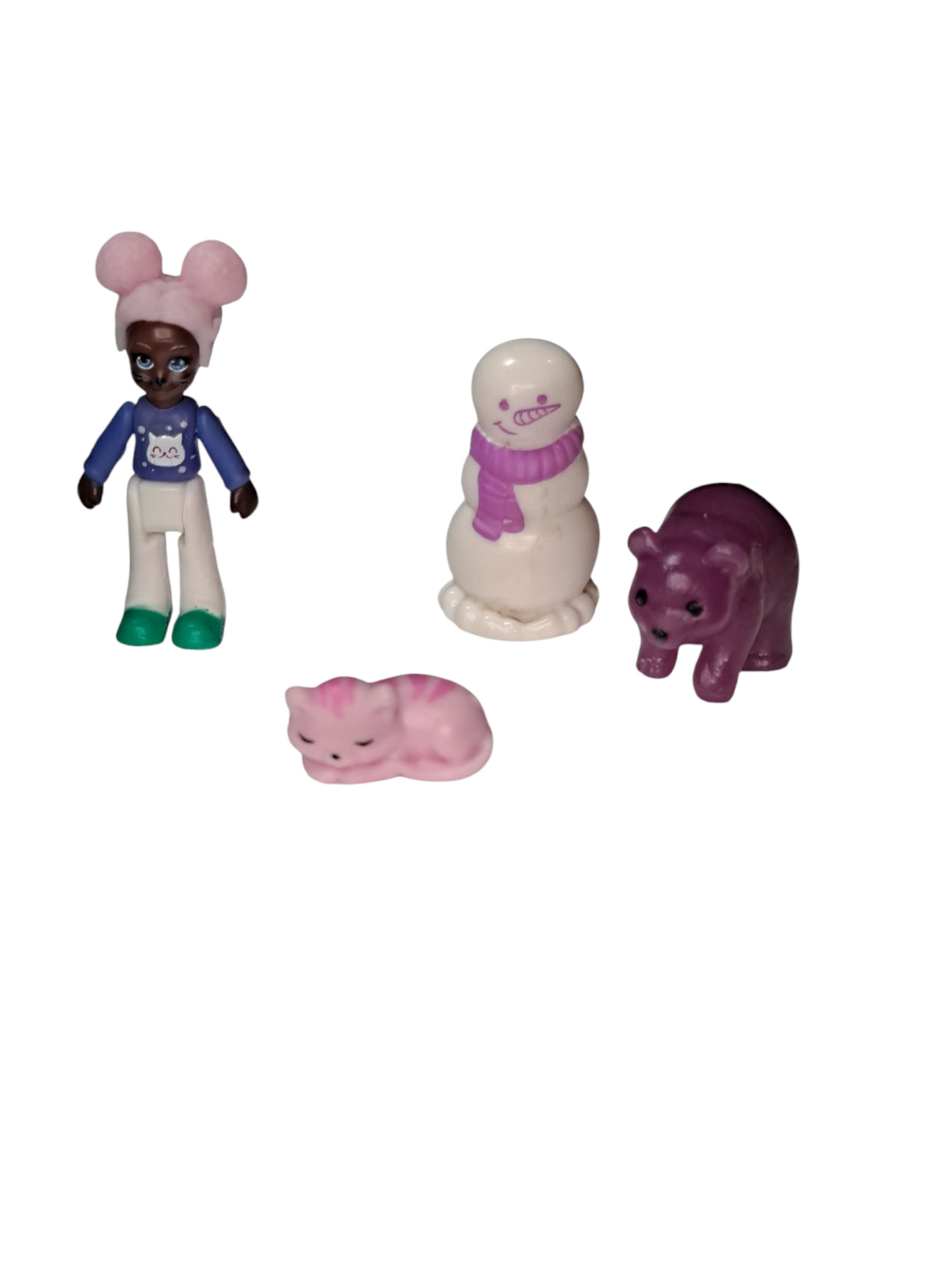 POLLY POCKET Flip & Find Cat with Doll Travel Playset Good Condition