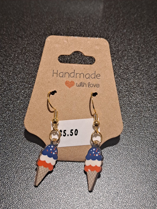 4th of July ice cream pendants earrings