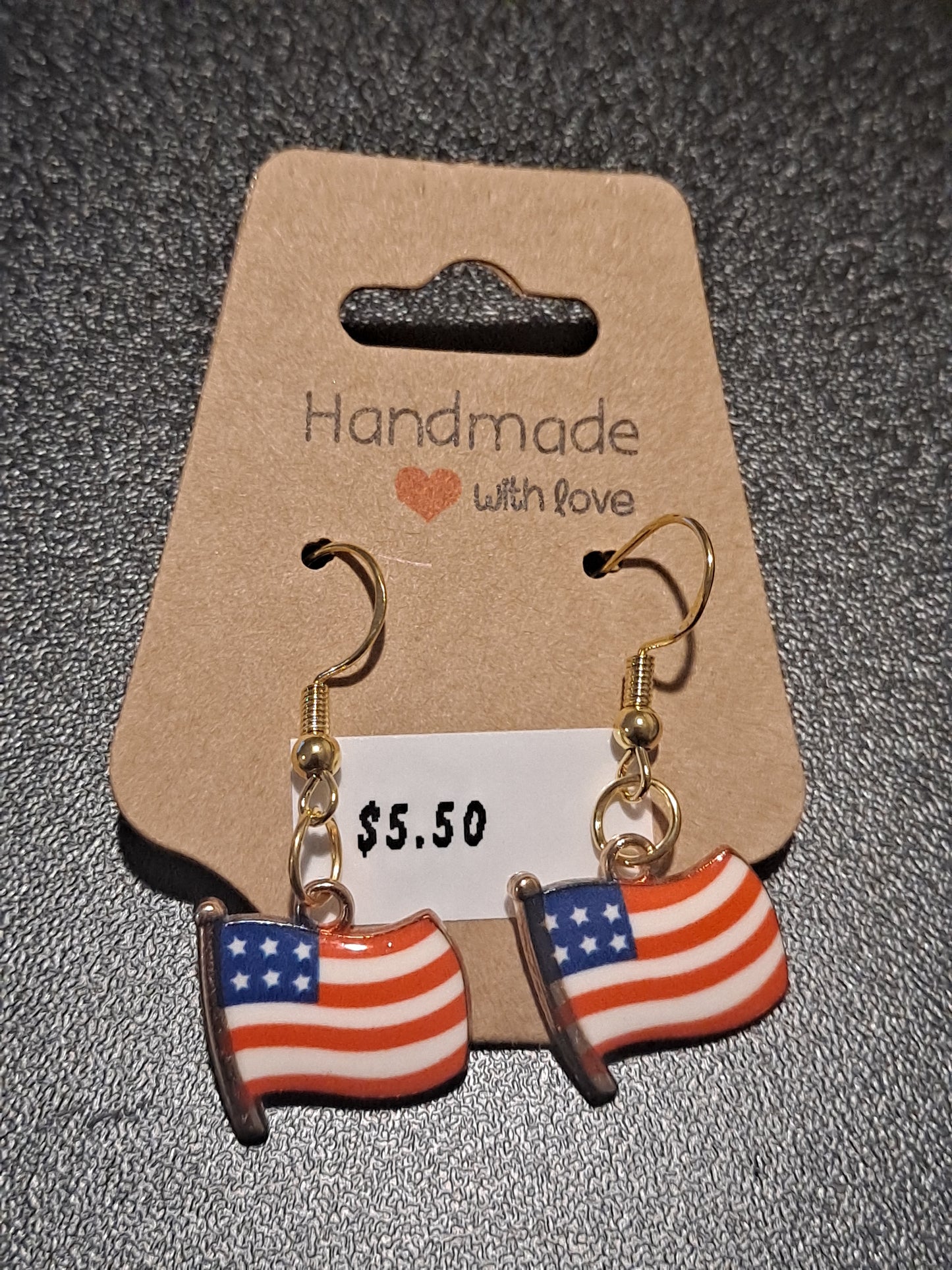 American flag gold tone charm earrings