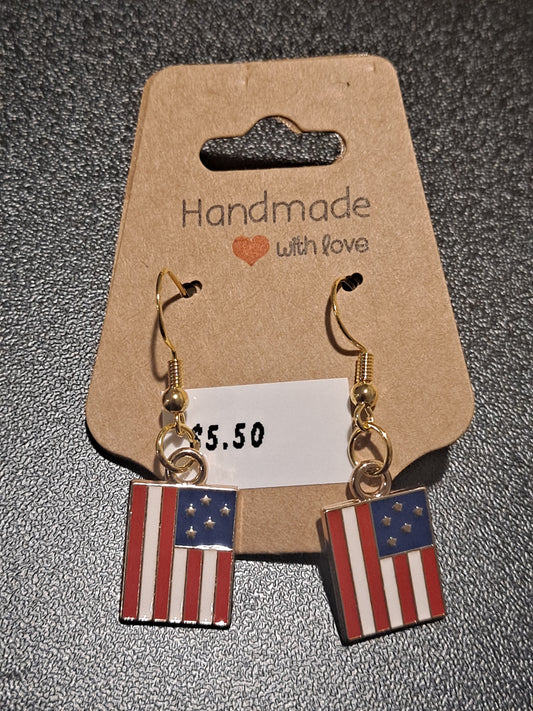 American flag enamel charm earrings