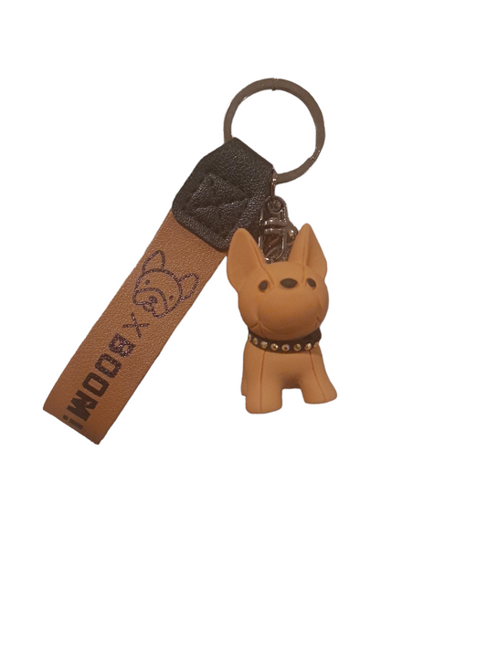 Brown French bulldog resin key chain