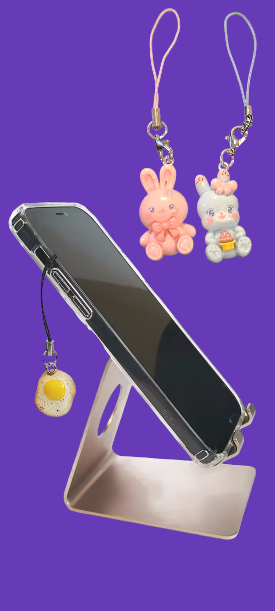 Cute bunny mobile phone charms. Cute bunny strap. IPhone cute bunny pendants