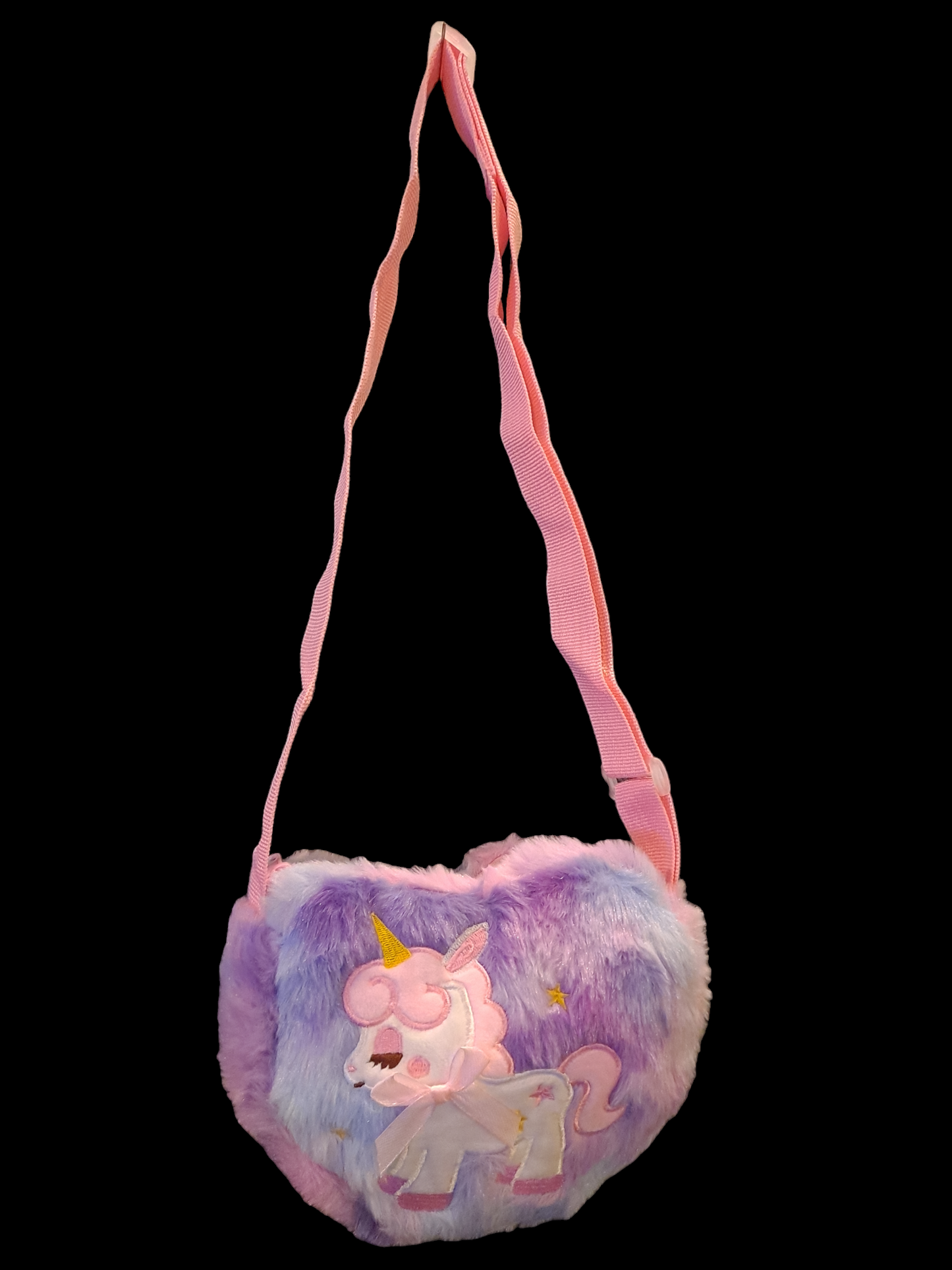 Girl's Small Plush Unicorn Cute Heart-shaped Zipper Crossbody Bag