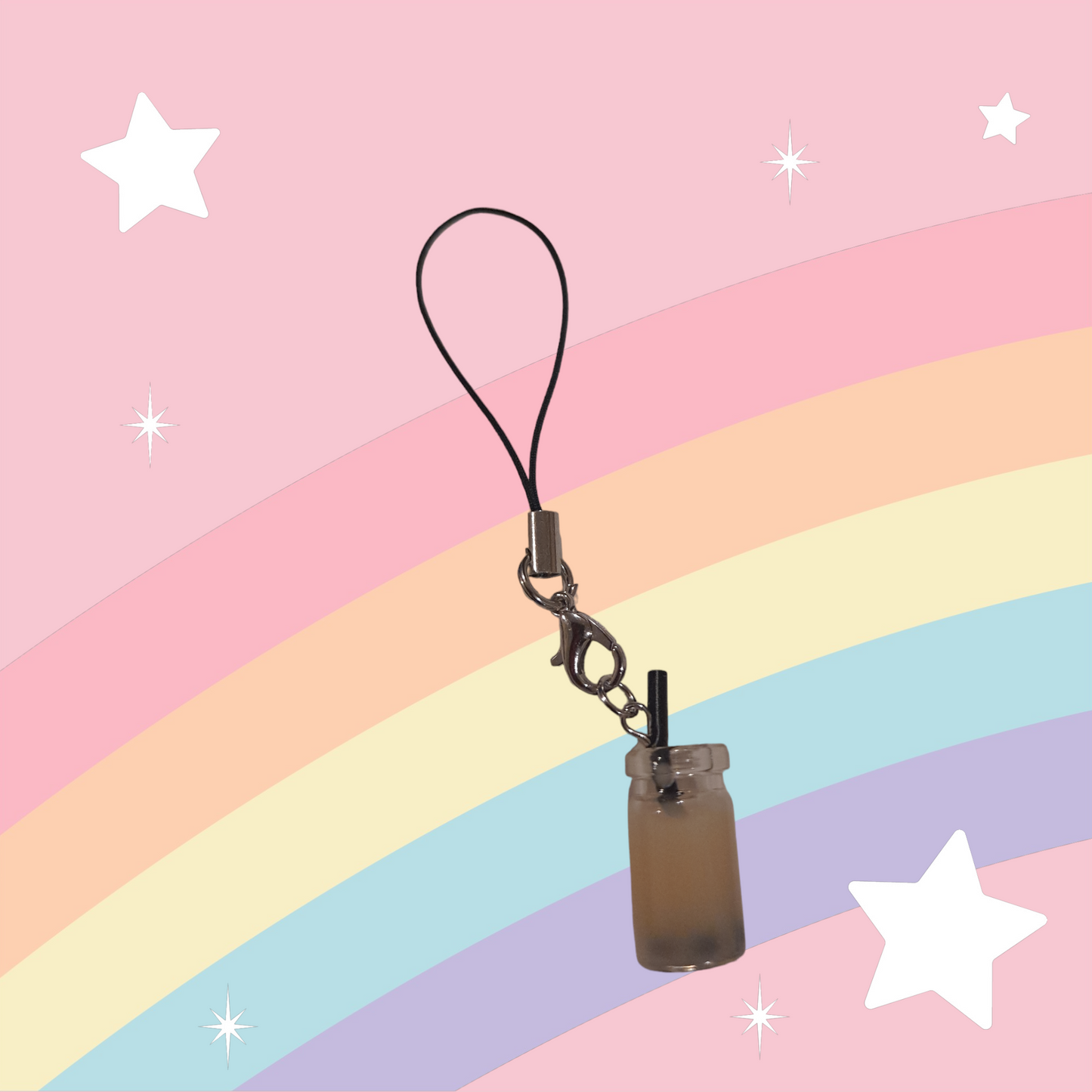 Cute mobile phone Boba charm, Boba strap, iPhone Boba charm strap.