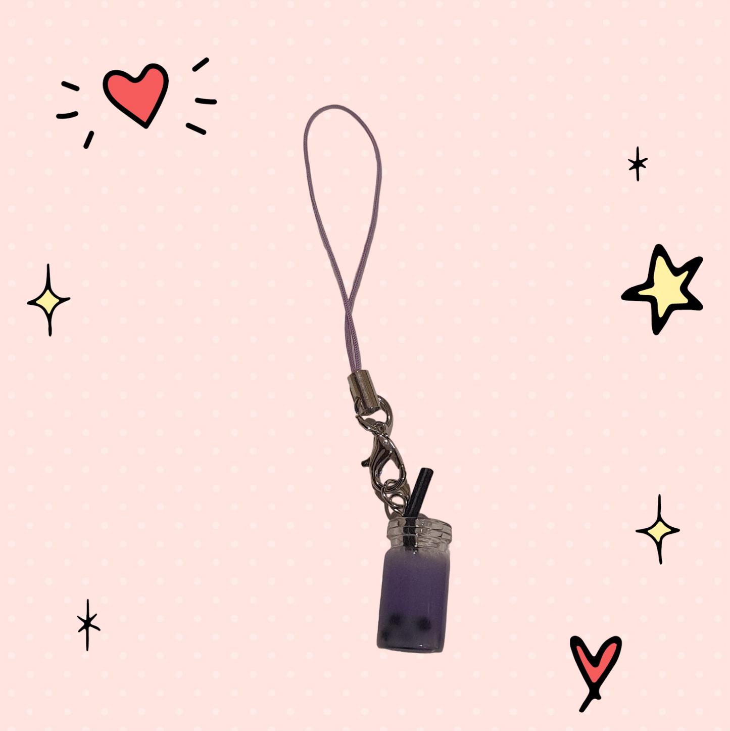 Cute mobile phone Boba charm, Boba strap, iPhone Boba charm strap.