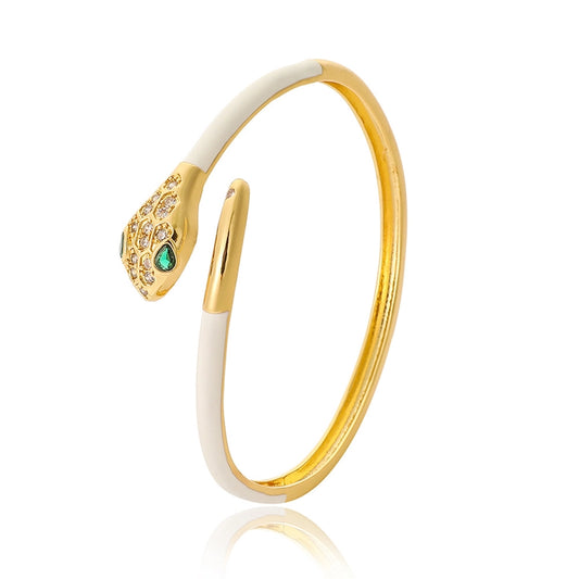 Elegant Snake Copper Gold Plated Zircon Bangle