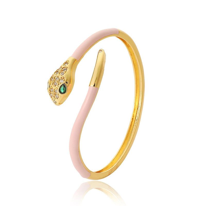 Elegant Snake Copper Gold Plated Zircon Bangle