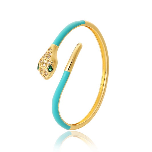 Elegant Snake Copper Gold Plated Zircon Bangle