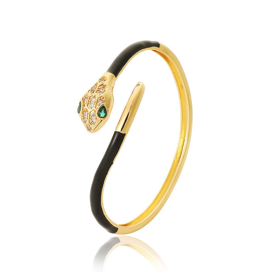 Elegant Snake Copper Gold Plated Zircon Bangle