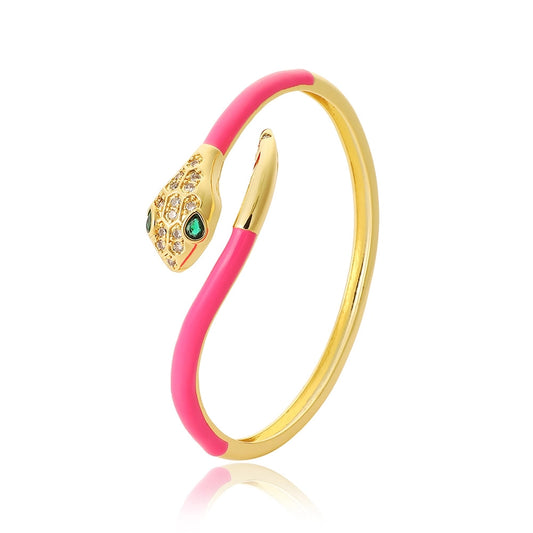 Elegant Snake Copper Gold Plated Zircon Bangle