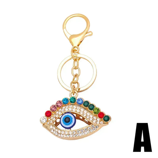 Fashion Devil's Eye Metal Rhinestones Unisex Keychain