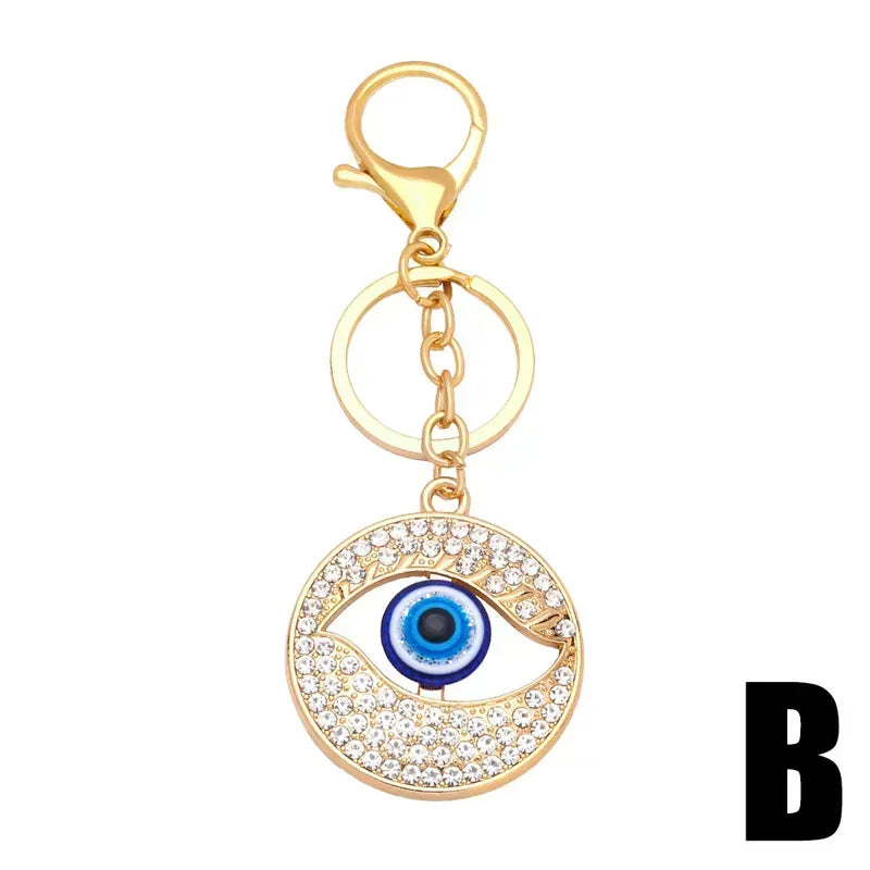 Fashion Devil's Eye Metal Rhinestones Unisex Keychain