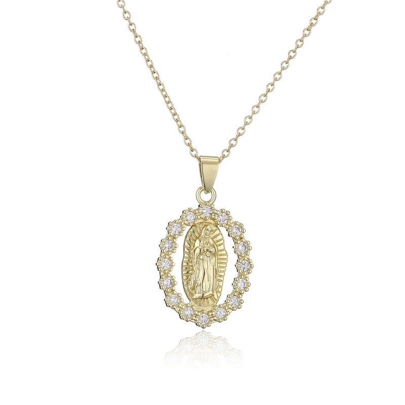 Fashion Virgin Mary Copper Zircon Gold Plated Pendant