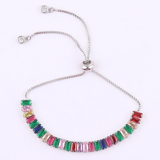 Bracelet and Cubic Zirconia Multicolor Stones Layering Bracelet for Women