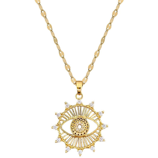 Turkish Evil Eye Zirconia Pendant Necklace for Women