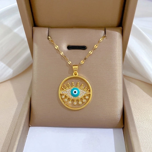 Evil Eye Stainless Steel Pendant Necklace