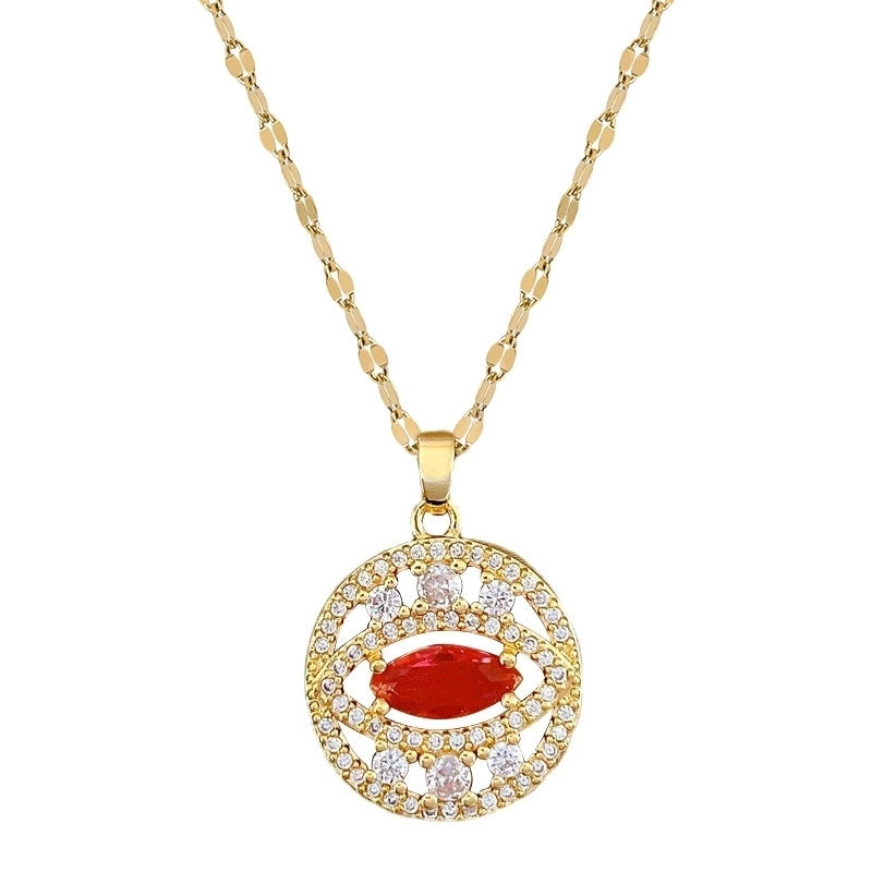 Turkish Zircon Hamsa Hand Snake Hand Pendant Necklace Lucky Jewelry For Women Girls Gift