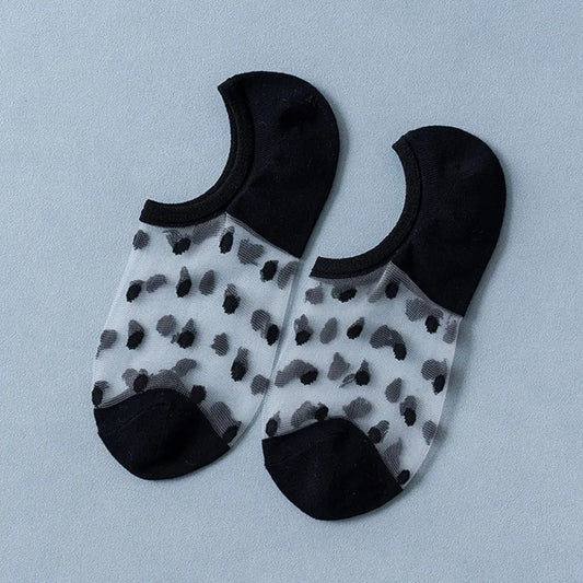 Fashion Thin Transparent Socks Low Cut Mesh Hollow One-piece Boat Socks