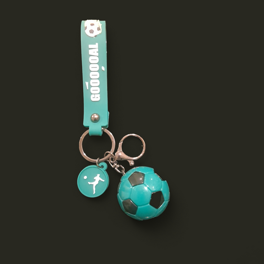 Green soccer ball plastic key chain