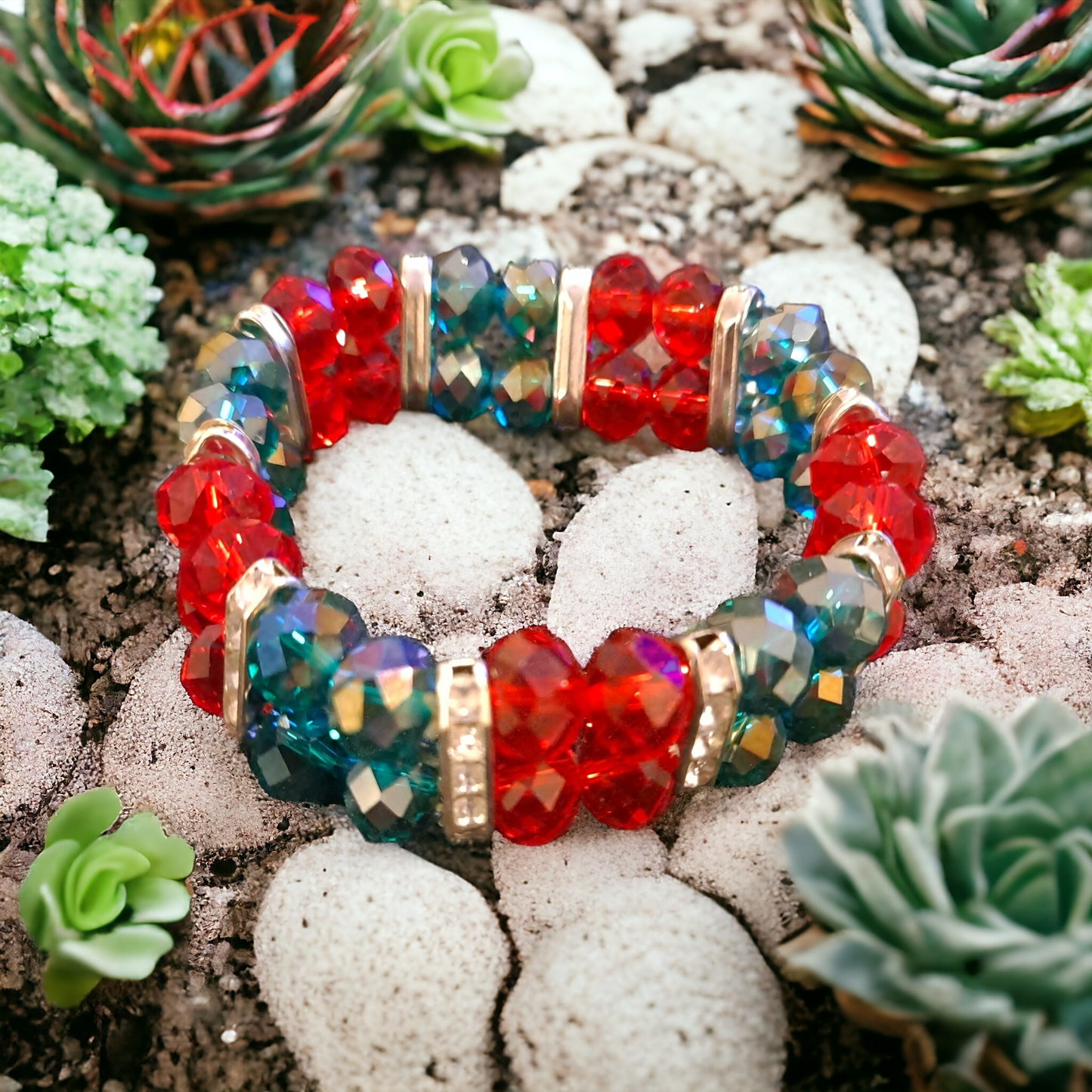 Handmade bracelets acrylic resin multicolor beads for women