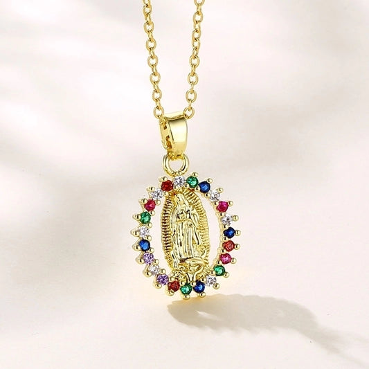 Our lady of Guadalupe necklace, Guadalupe, Virgin Mary, catholic gift, religious jewelry, Mexican jewelry