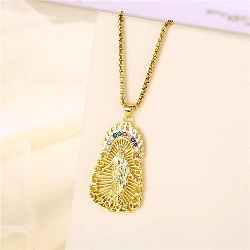 Ins Style Human Faith Stainless Steel Titanium Steel Plating Inlay Zircon 18k Gold Plated Gold Plated Pendant Necklace