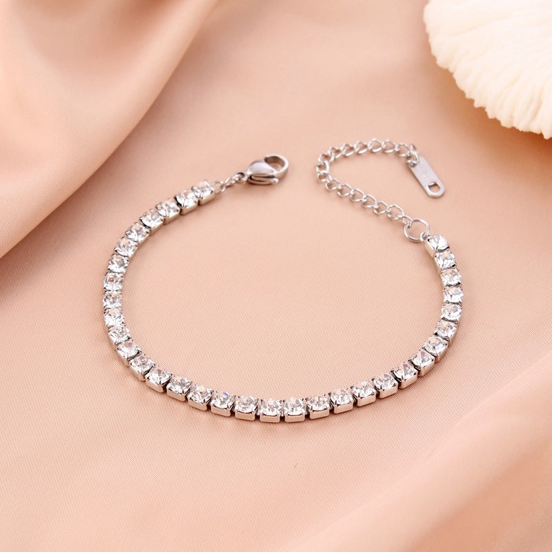 Lady Geometric Stainless Steel Diamond Bracelets 4mm Diamond Bracelet White