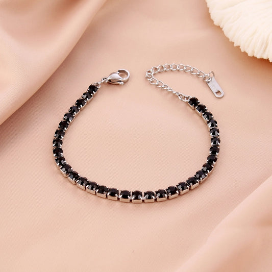 Lady Geometric Stainless Steel Diamond Bracelets 4mm Diamond Bracelet Black