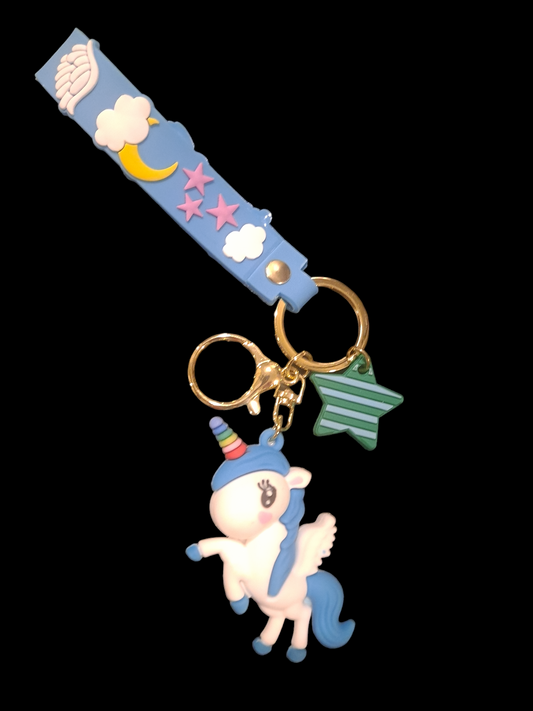 Multicolor unicorn pvc key chain