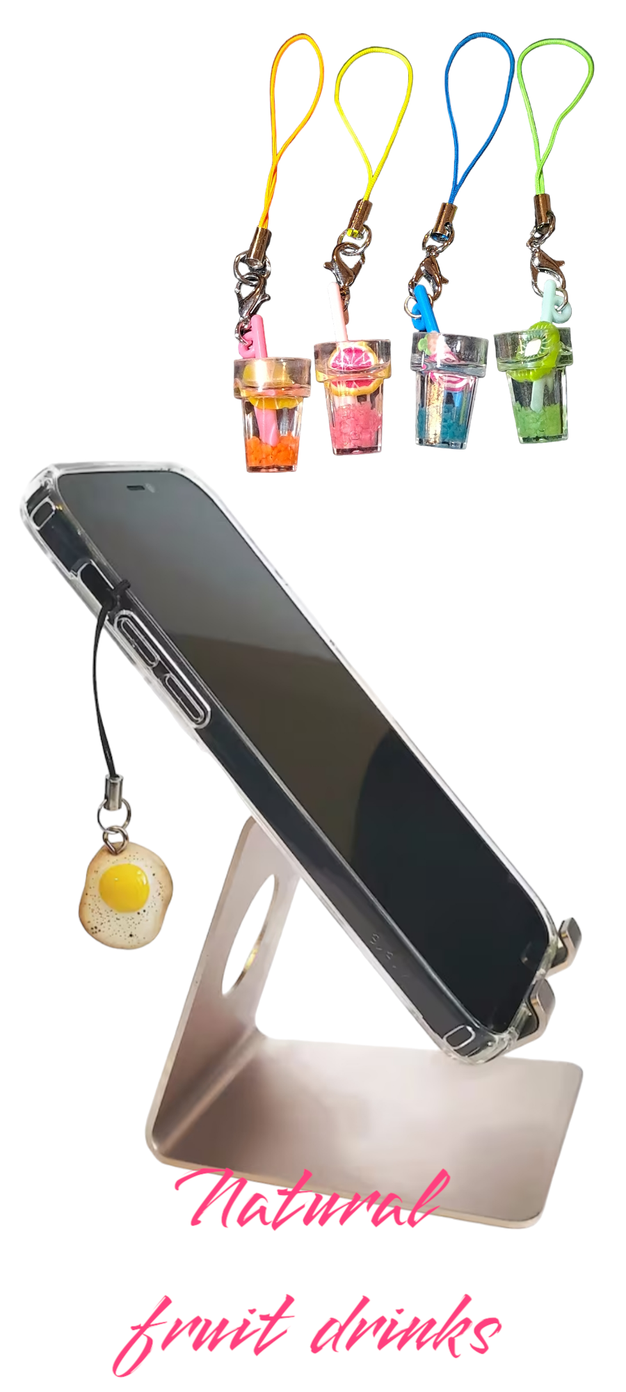 Cute mobile phone natural fruit drink  charm,natural fruit drink strap, iPhone natural fruit drink charm strap.