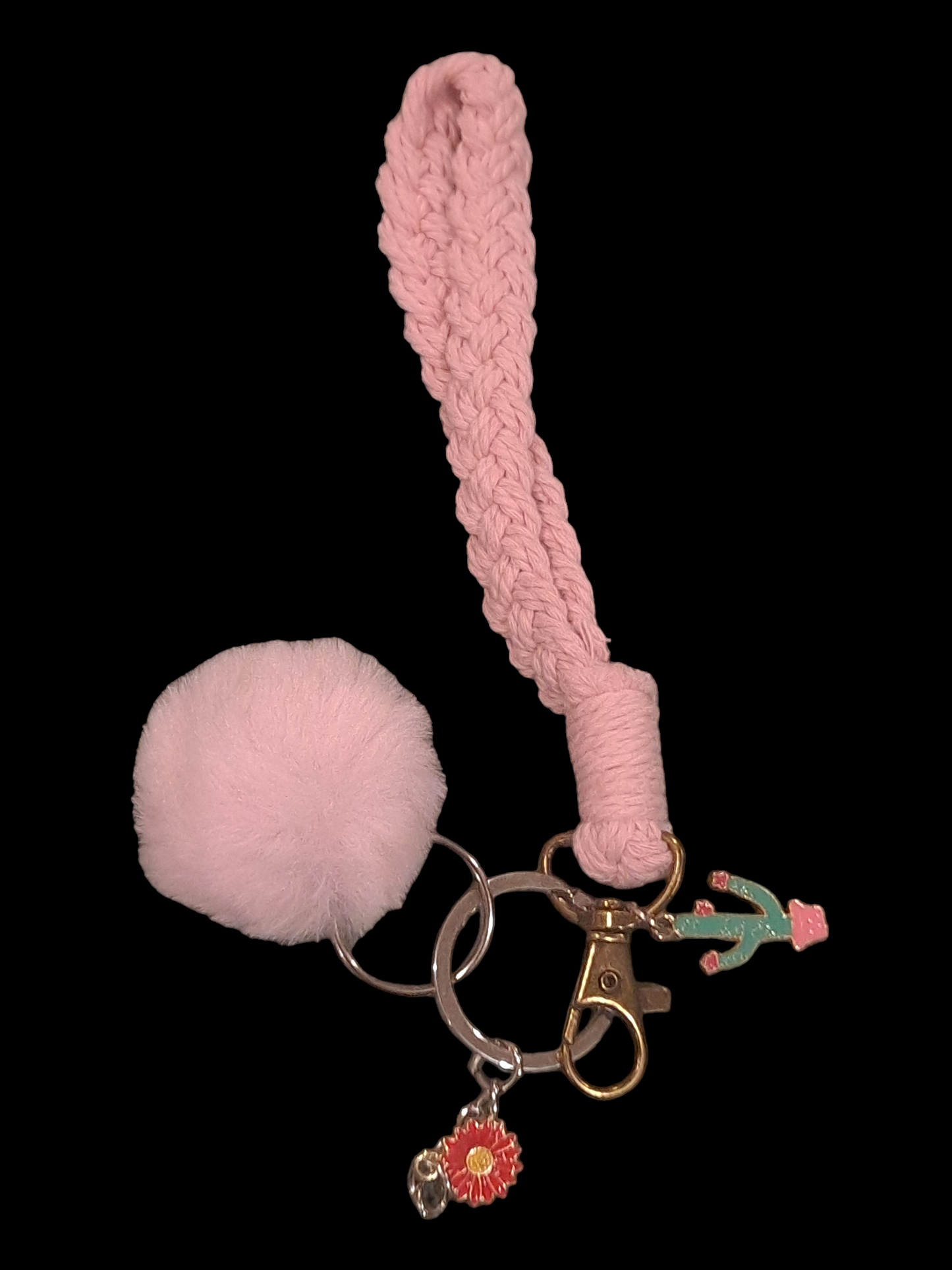 Pom pom macrame cord pendants charms keychain