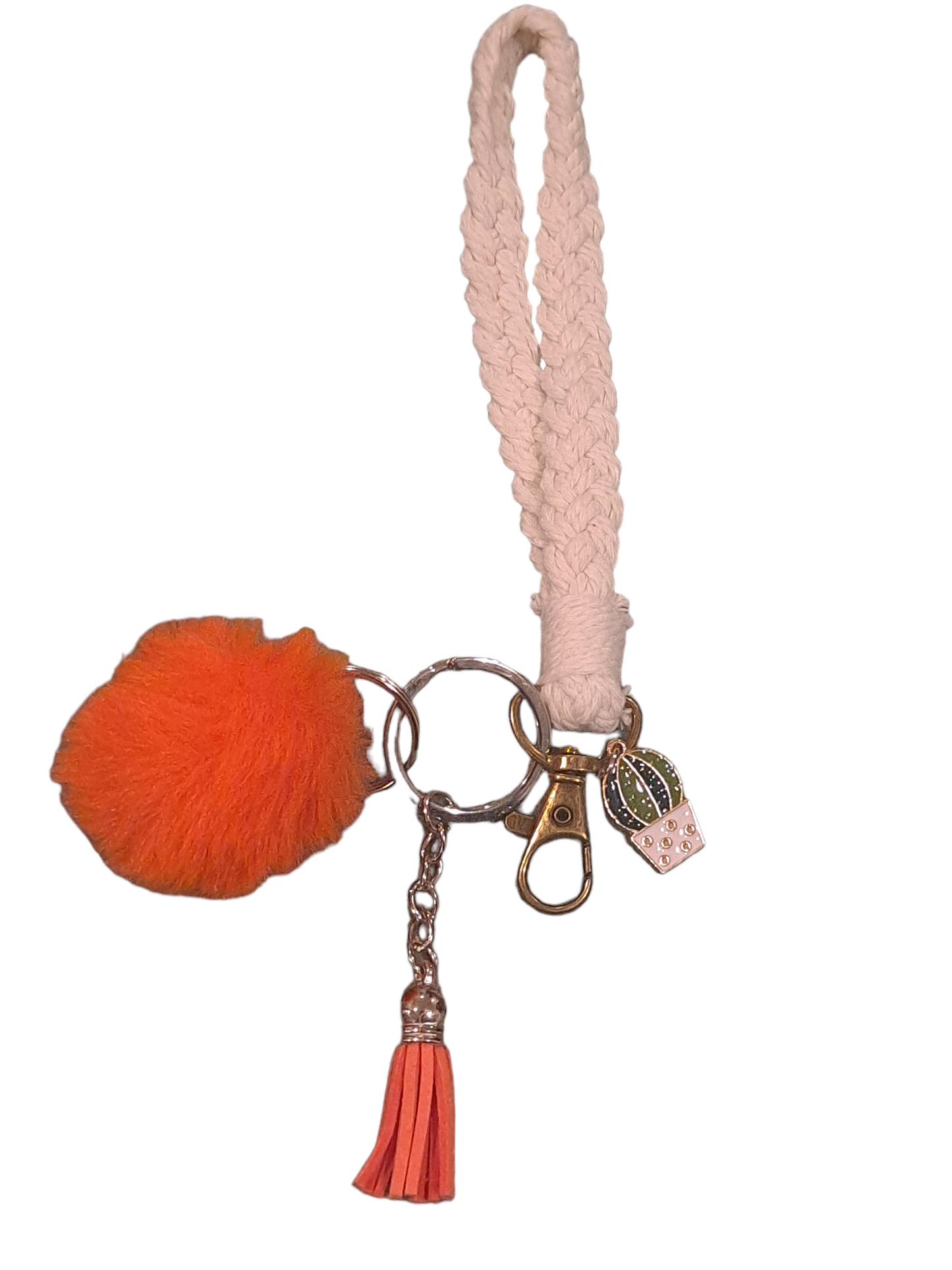 Pom pom macrame cord pendants charms keychain