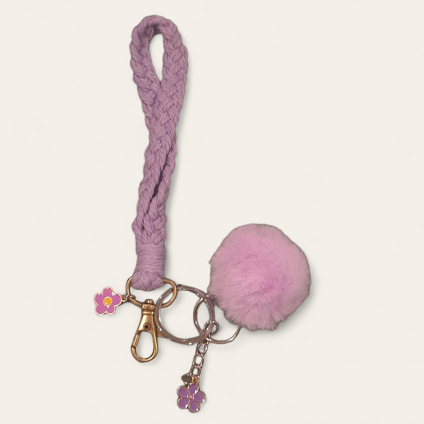 Pom pom macrame cord pendants charms keychain