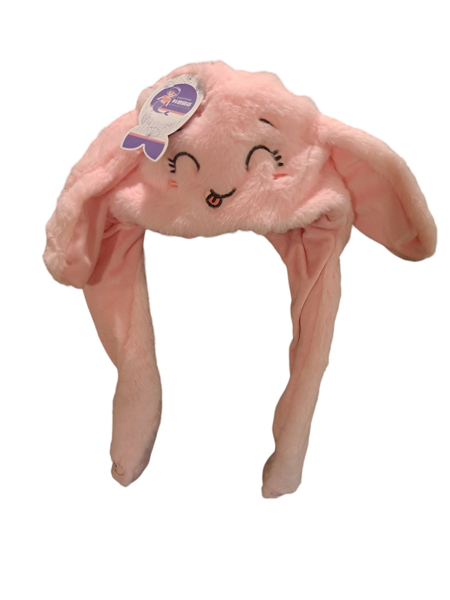 Rabbit hat with moving hears cute cartoon toy hat airbag funny toy cap kids plush toy