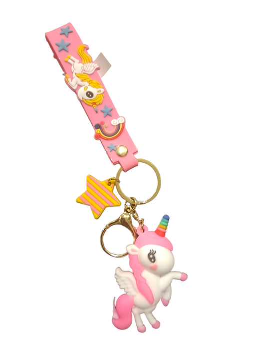 Rainbow unicorn pvc key chain