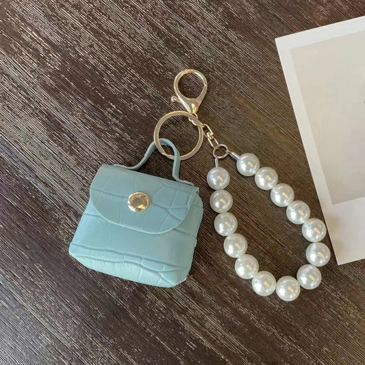 Simple Style Bag Pu Leather Imitation Pearl Women's Bag Pendant Keychain