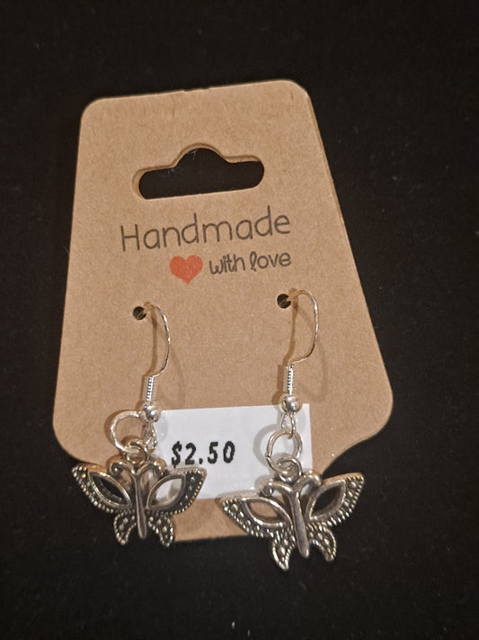 Stanley steel butterfly charm earrings