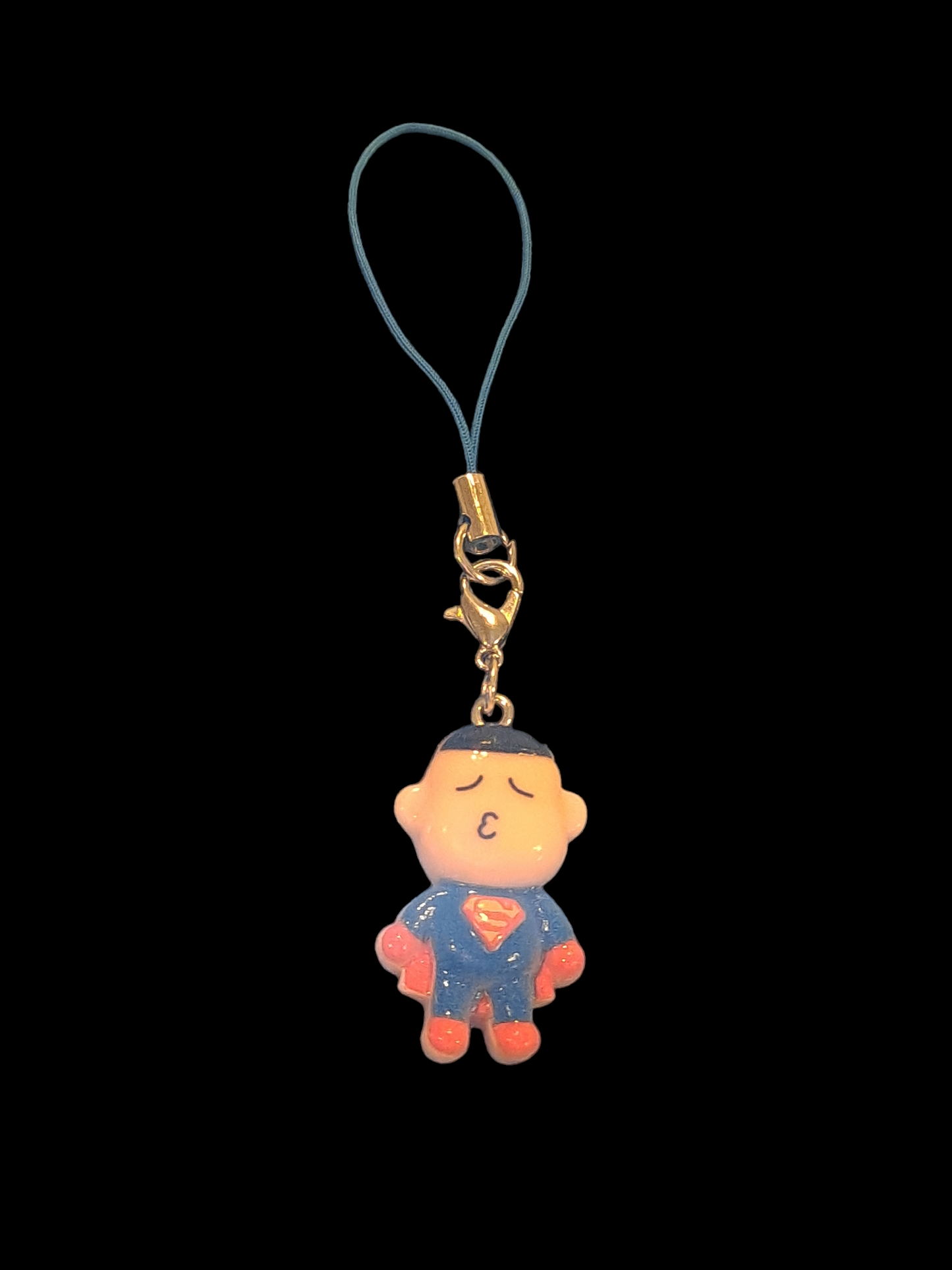 Super man mini figure mobile phone charm. Super man mobile strap. IPhone Super man pendants