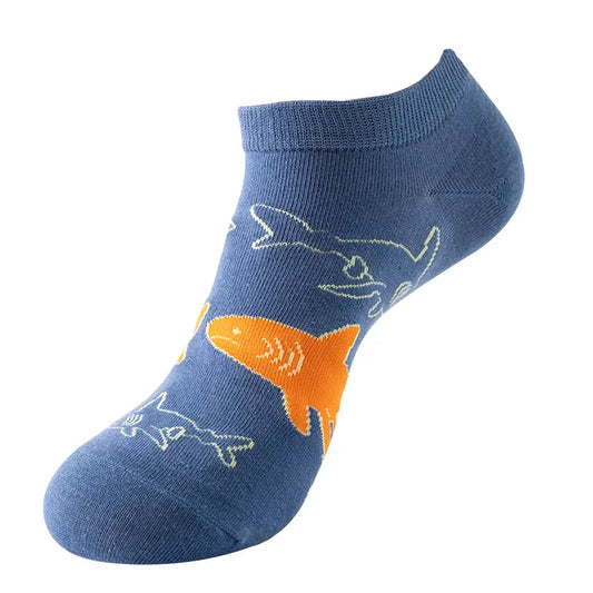 Unisex Sports Cartoon Stripe Bird Cotton Jacquard Crew Socks 1 Set