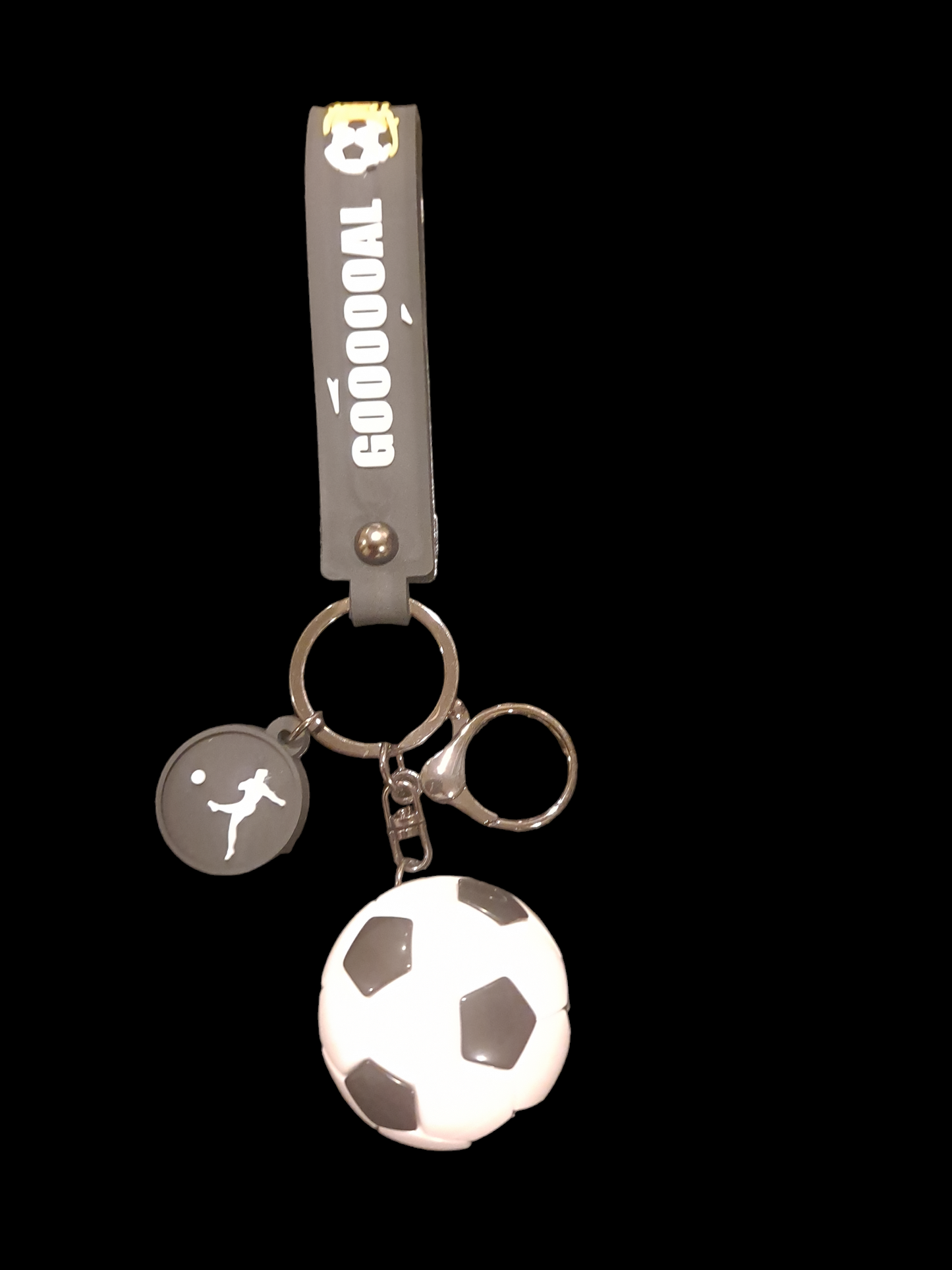 White soccer ball plastic keychain