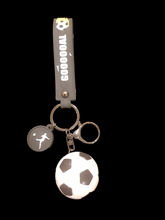 White soccer ball plastic keychain