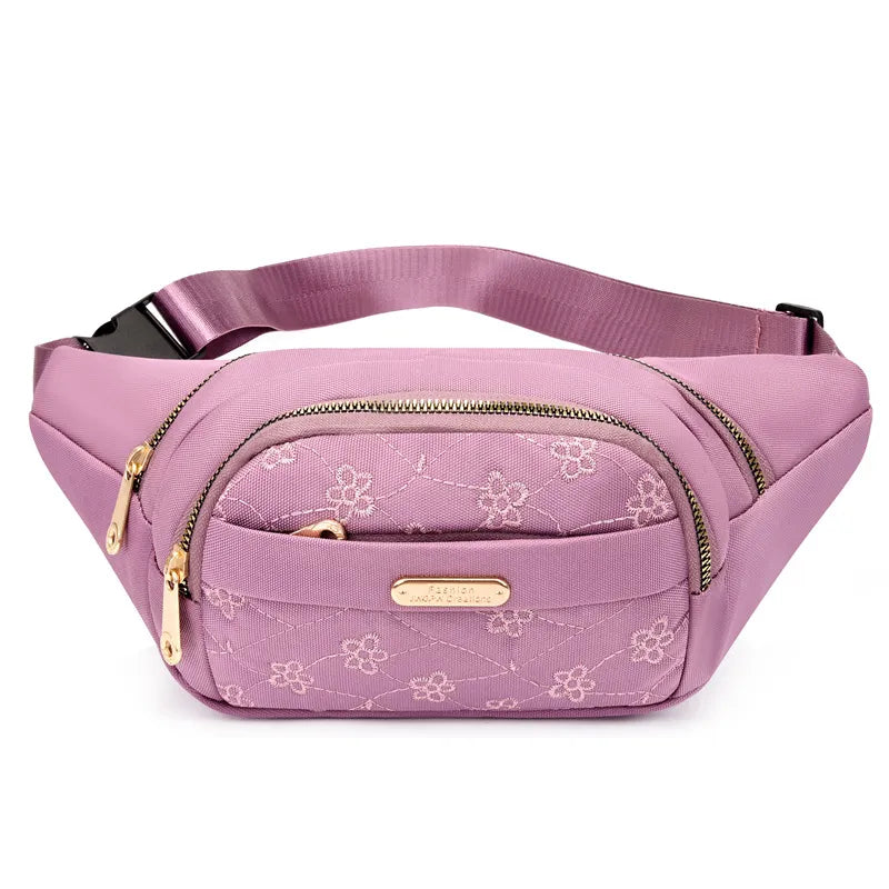 Women's Basic Solid Color Nylon Waist Bags