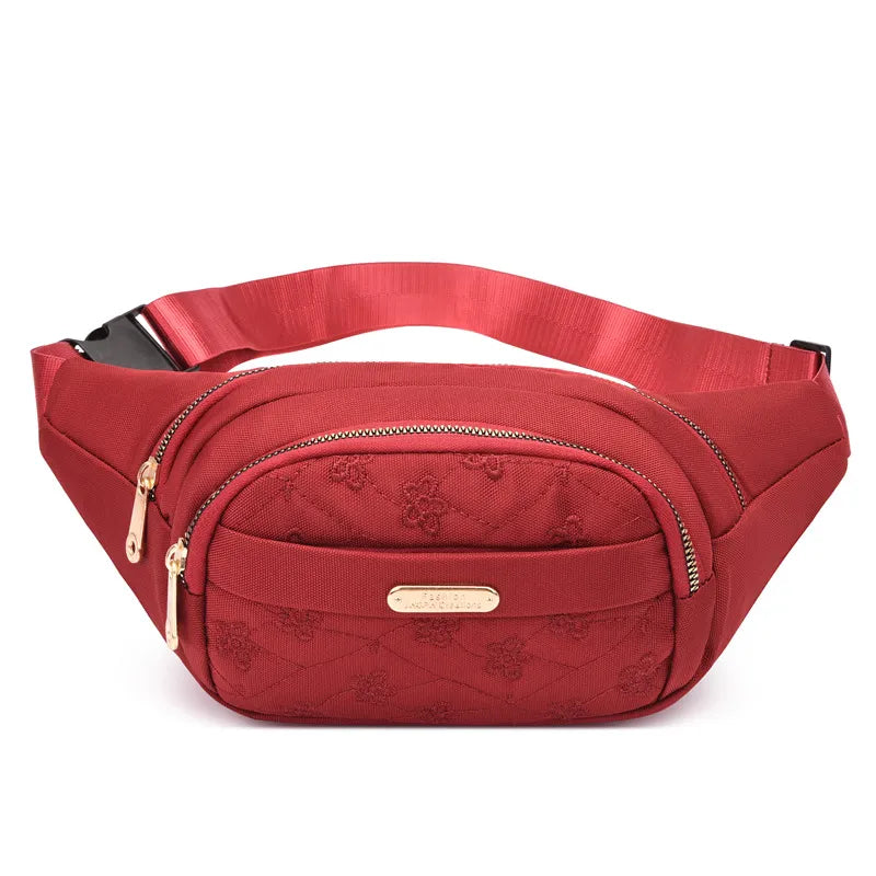 Women's Basic Solid Color Nylon Waist Bags