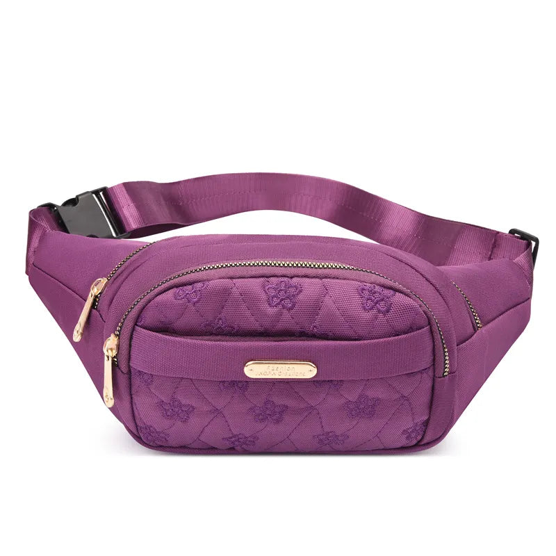 Women's Basic Solid Color Nylon Waist Bags