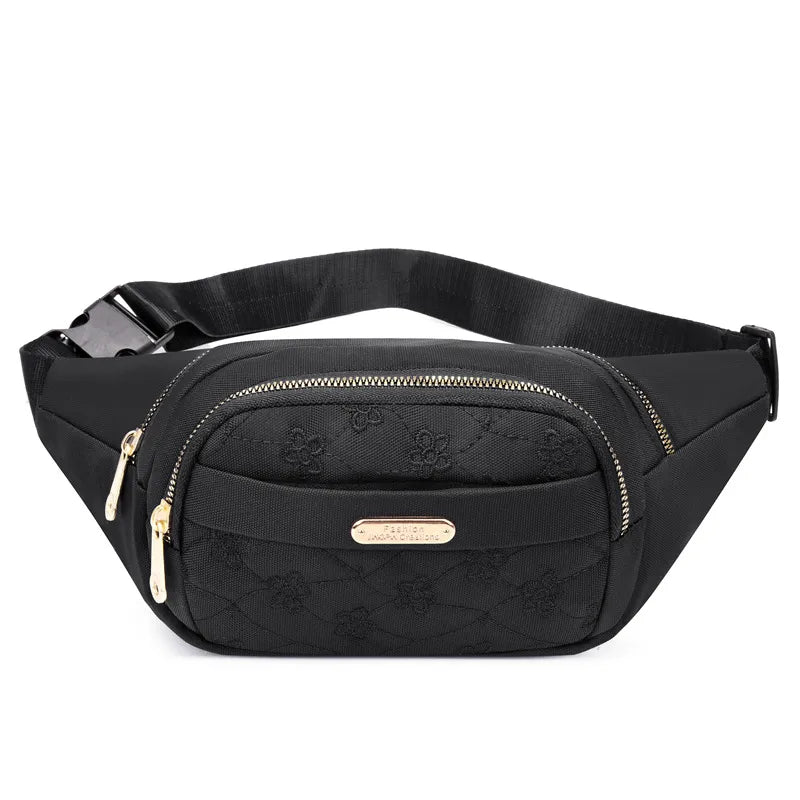 Women's Basic Solid Color Nylon Waist Bags