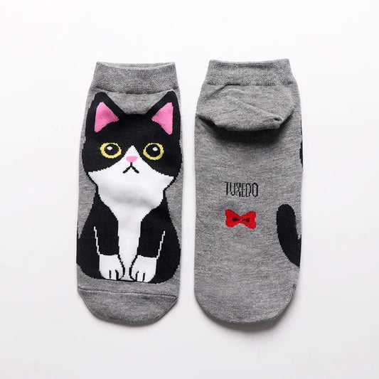 Women's Cute Cat Cotton Jacquard Ankle Socks