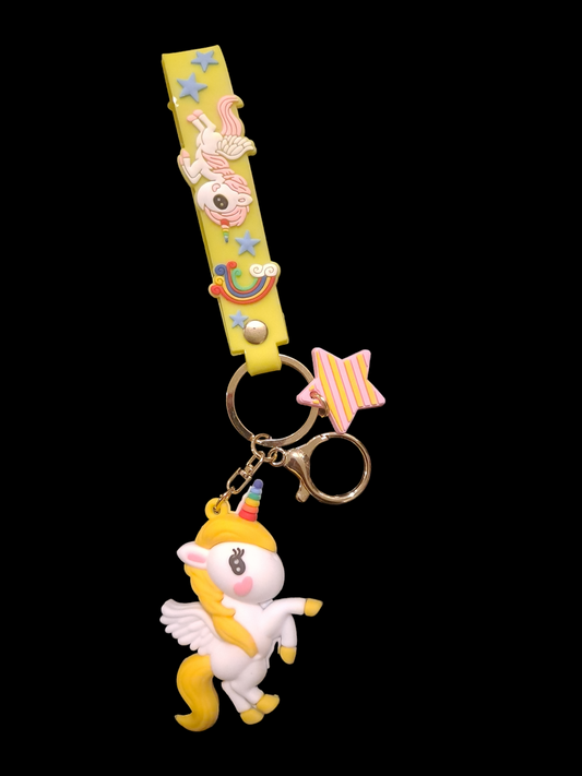 Cartoon style unicorn pvc unisex bag pendant keychain